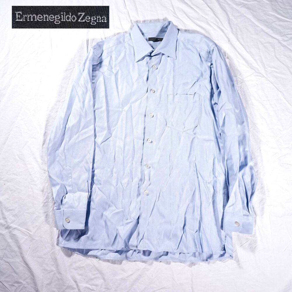 Ermenegildo Zegna Button Up Dress Shirt Blue Mens XL Made in Romania